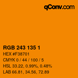 Color code: RGB 243 135 1 | qconv.com