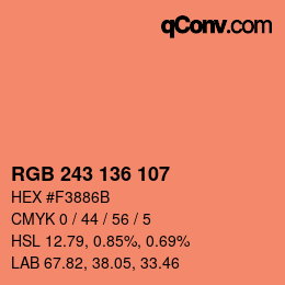 Color code: RGB 243 136 107 | qconv.com