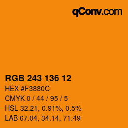 Color code: RGB 243 136 12 | qconv.com