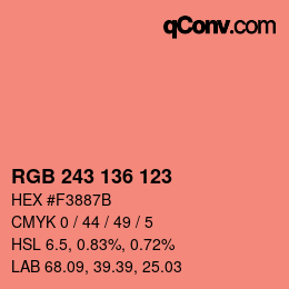 Color code: RGB 243 136 123 | qconv.com