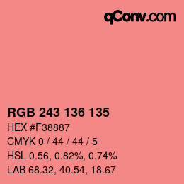 Color code: RGB 243 136 135 | qconv.com