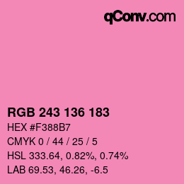 Color code: RGB 243 136 183 | qconv.com