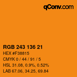 Color code: RGB 243 136 21 | qconv.com