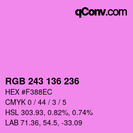 Color code: RGB 243 136 236 | qconv.com
