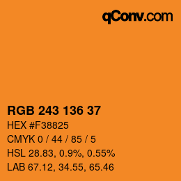 Color code: RGB 243 136 37 | qconv.com