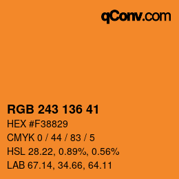 Color code: RGB 243 136 41 | qconv.com