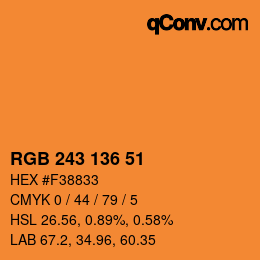 Color code: RGB 243 136 51 | qconv.com