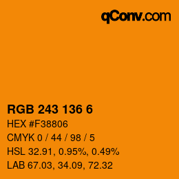 Color code: RGB 243 136 6 | qconv.com