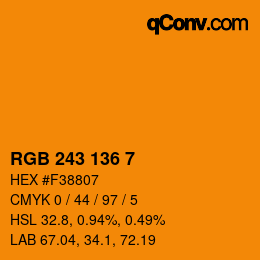 Color code: RGB 243 136 7 | qconv.com