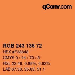 Color code: RGB 243 136 72 | qconv.com