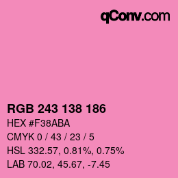 Color code: RGB 243 138 186 | qconv.com