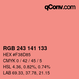 Color code: RGB 243 141 133 | qconv.com