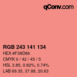 Color code: RGB 243 141 134 | qconv.com