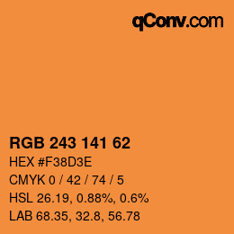 Color code: RGB 243 141 62 | qconv.com