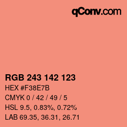 Color code: RGB 243 142 123 | qconv.com