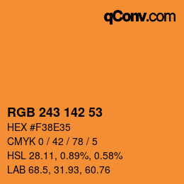 Color code: RGB 243 142 53 | qconv.com