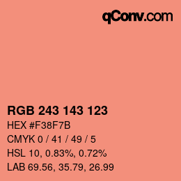 Color code: RGB 243 143 123 | qconv.com