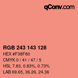 Color code: RGB 243 143 128 | qconv.com