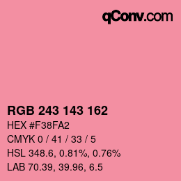 Color code: RGB 243 143 162 | qconv.com