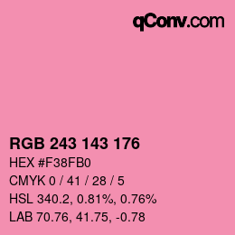 Color code: RGB 243 143 176 | qconv.com
