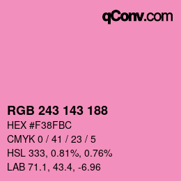 Color code: RGB 243 143 188 | qconv.com