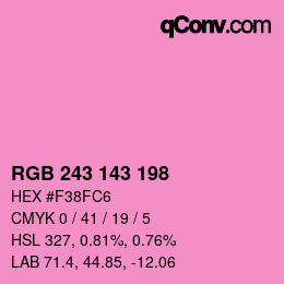 Color code: RGB 243 143 198 | qconv.com