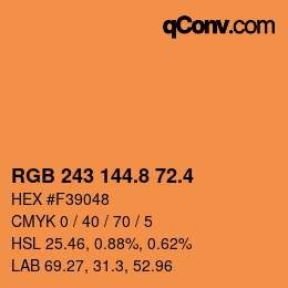 カラーコード: RGB 243 144.8 72.4 | qconv.com