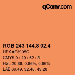 カラーコード: RGB 243 144.8 92.4 | qconv.com