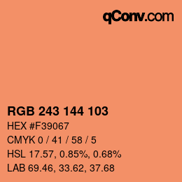 Color code: RGB 243 144 103 | qconv.com