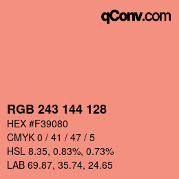 Color code: RGB 243 144 128 | qconv.com