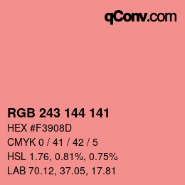 Color code: RGB 243 144 141 | qconv.com