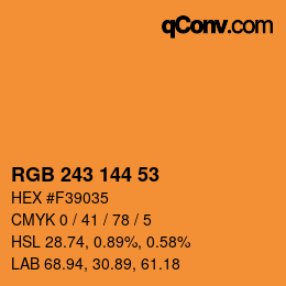 Color code: RGB 243 144 53 | qconv.com