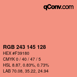 Color code: RGB 243 145 128 | qconv.com
