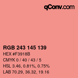 Color code: RGB 243 145 139 | qconv.com