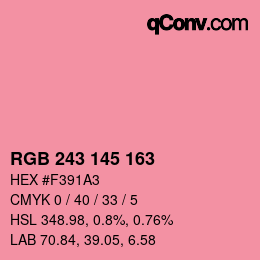 Color code: RGB 243 145 163 | qconv.com