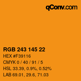 Color code: RGB 243 145 22 | qconv.com