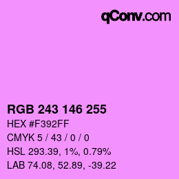 Color code: RGB 243 146 255 | qconv.com