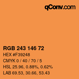 Color code: RGB 243 146 72 | qconv.com