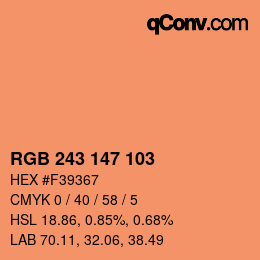 Color code: RGB 243 147 103 | qconv.com