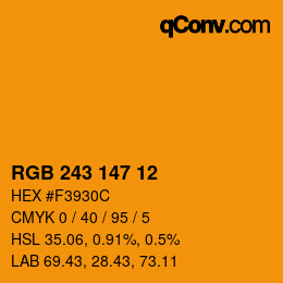 Color code: RGB 243 147 12 | qconv.com