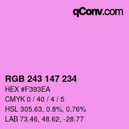 Color code: RGB 243 147 234 | qconv.com