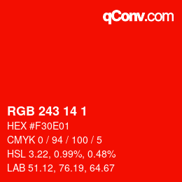 Color code: RGB 243 14 1 | qconv.com
