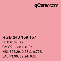 カラーコード: RGB 243 159 167 | qconv.com