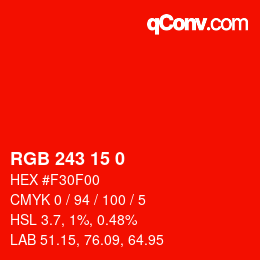 Color code: RGB 243 15 0 | qconv.com