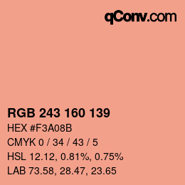 Color code: RGB 243 160 139 | qconv.com