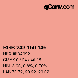 Color code: RGB 243 160 146 | qconv.com