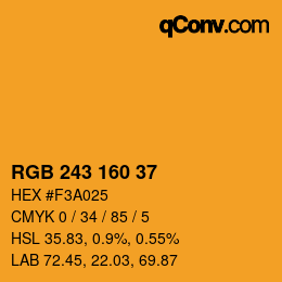 Color code: RGB 243 160 37 | qconv.com