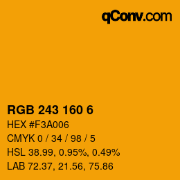 Color code: RGB 243 160 6 | qconv.com