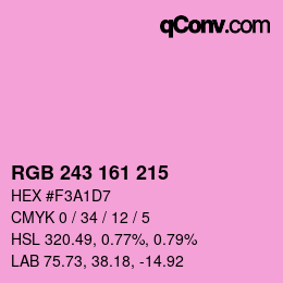 Color code: RGB 243 161 215 | qconv.com