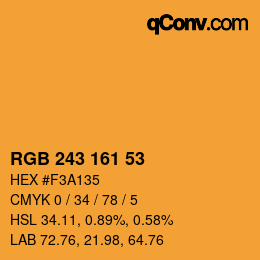 Código de color: RGB 243 161 53 | qconv.com